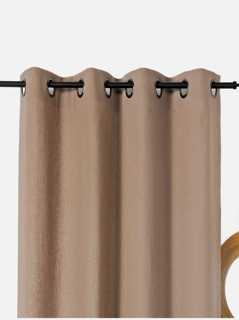 Rideau en coton et chanvre Taupe - Kiabi
