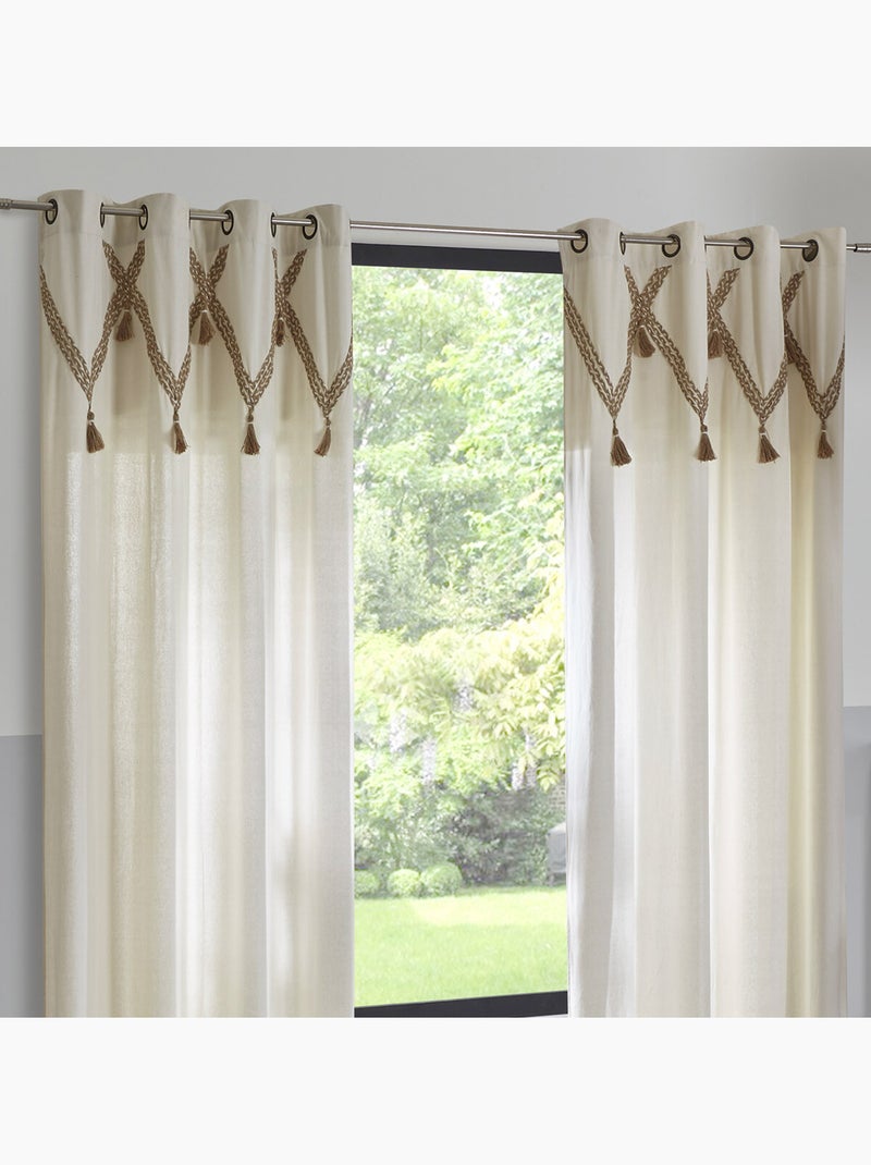 Rideau en coton et jute CARMEN Blanc - Kiabi