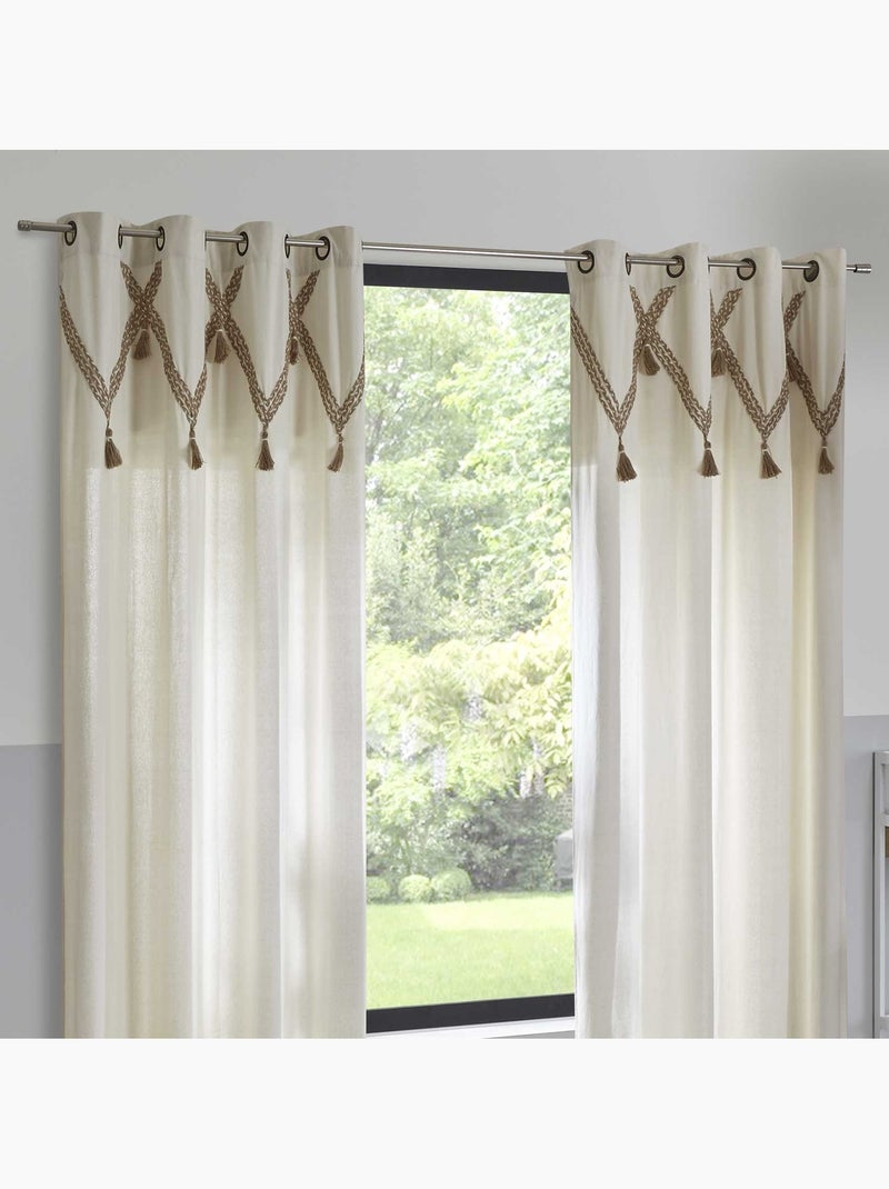 Rideau en coton et jute CARMEN Blanc - Kiabi