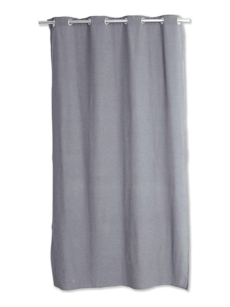 Rideau en coton recyclé  - Effet chiné Gris clair - Kiabi