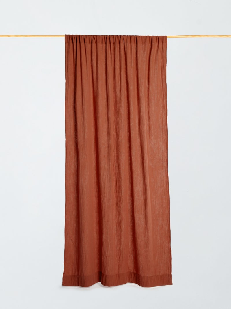 Rideau en gaze de coton MARRON - Kiabi