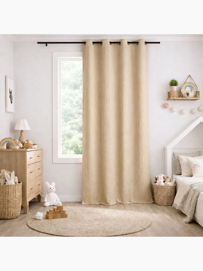 Rideau en gaze de coton tamisant à oeillets mirmande Beige clair - Kiabi