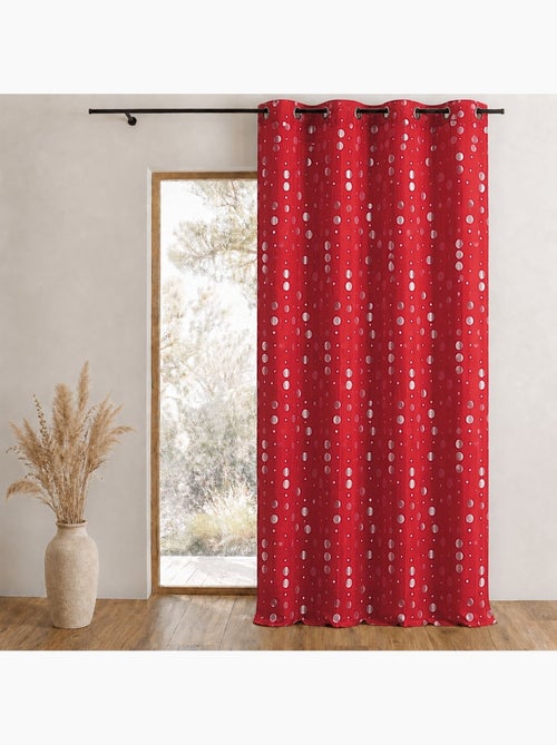 Rideau en jacquard froissé motifs de ronds - Kiabi