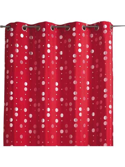 Rideau en jacquard froissé motifs de ronds - Kiabi
