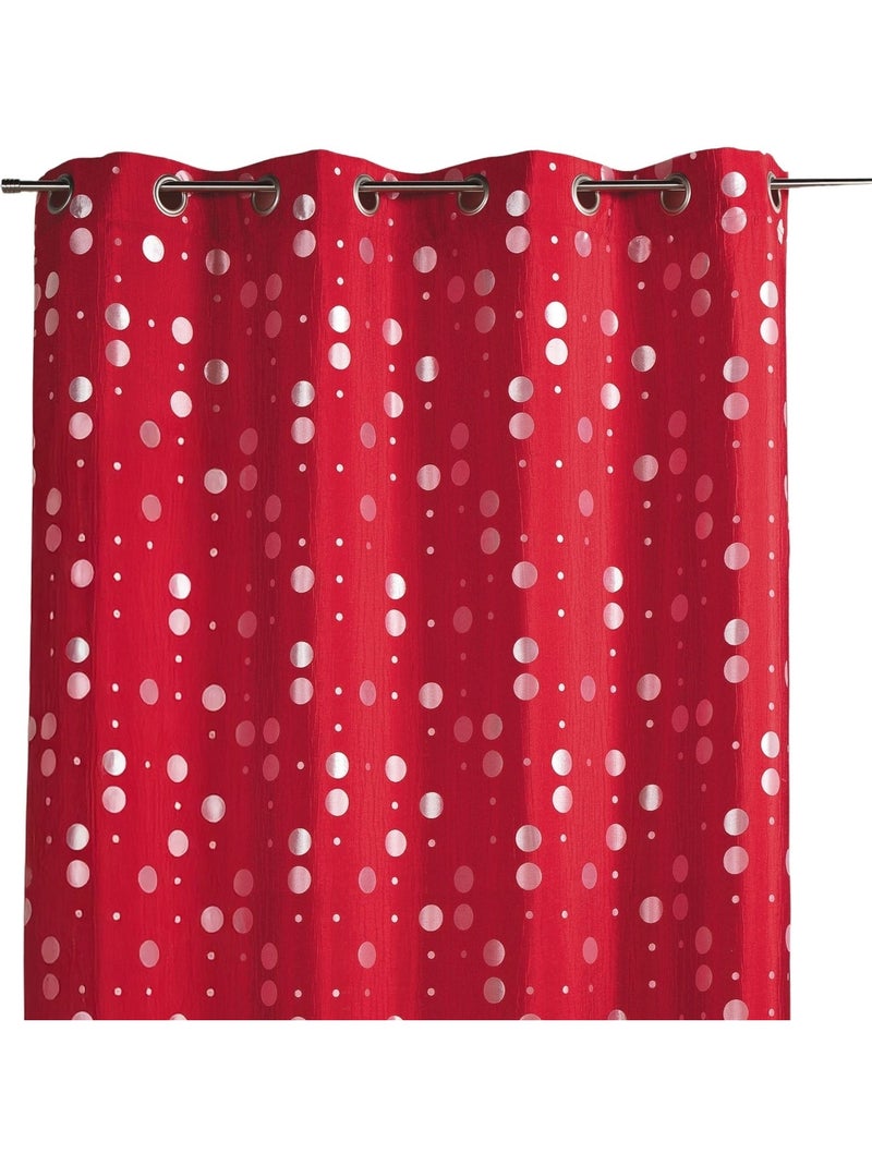Rideau en jacquard froissé motifs de ronds Rouge brique - Kiabi