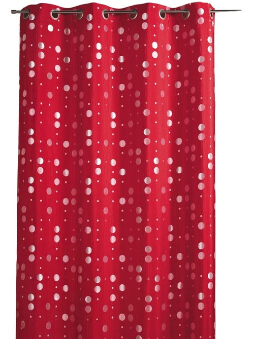 Rideau en jacquard froissé motifs de ronds - Kiabi