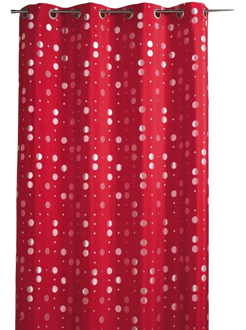 Rideau en jacquard froissé motifs de ronds Rouge brique - Kiabi
