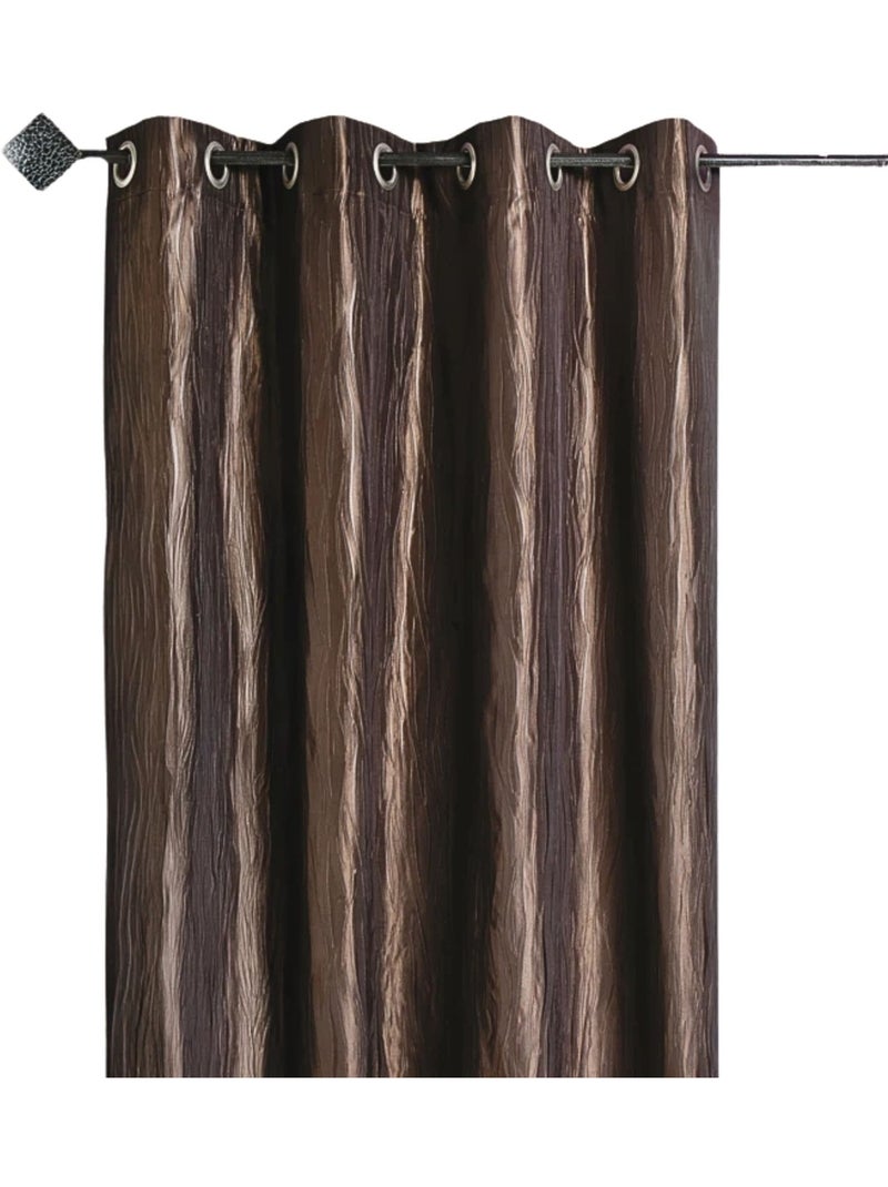 Rideau en taffetas froissé à œillets Marron chocolat - Kiabi