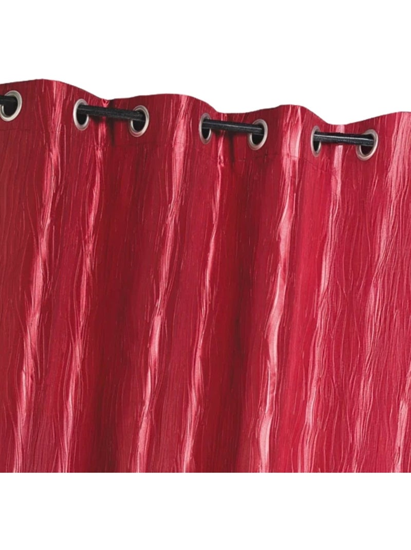 Rideau en taffetas froissé à œillets Rouge - Kiabi