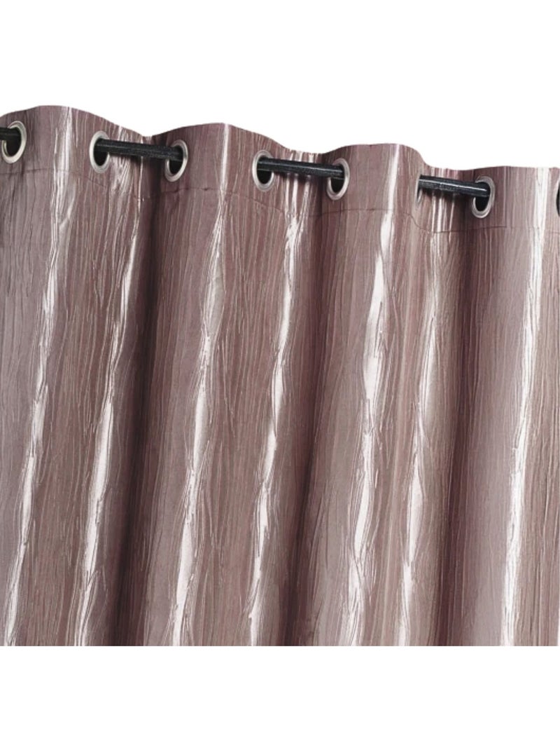 Rideau en taffetas froissé à œillets Taupe - Kiabi