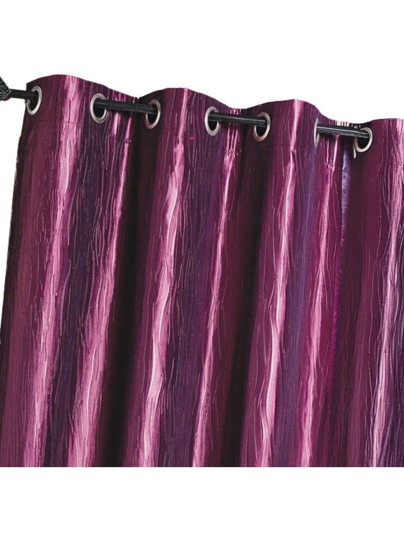 Rideau en taffetas froissé à œillets Violet prune - Kiabi