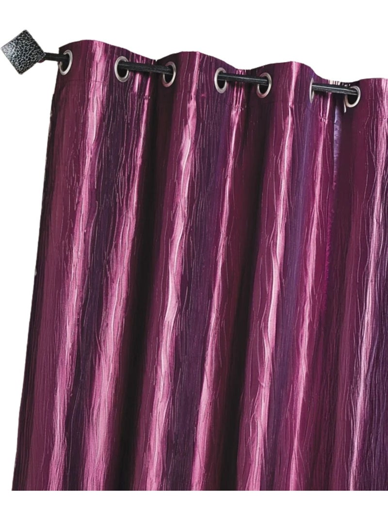 Rideau en taffetas froissé à œillets Violet prune - Kiabi
