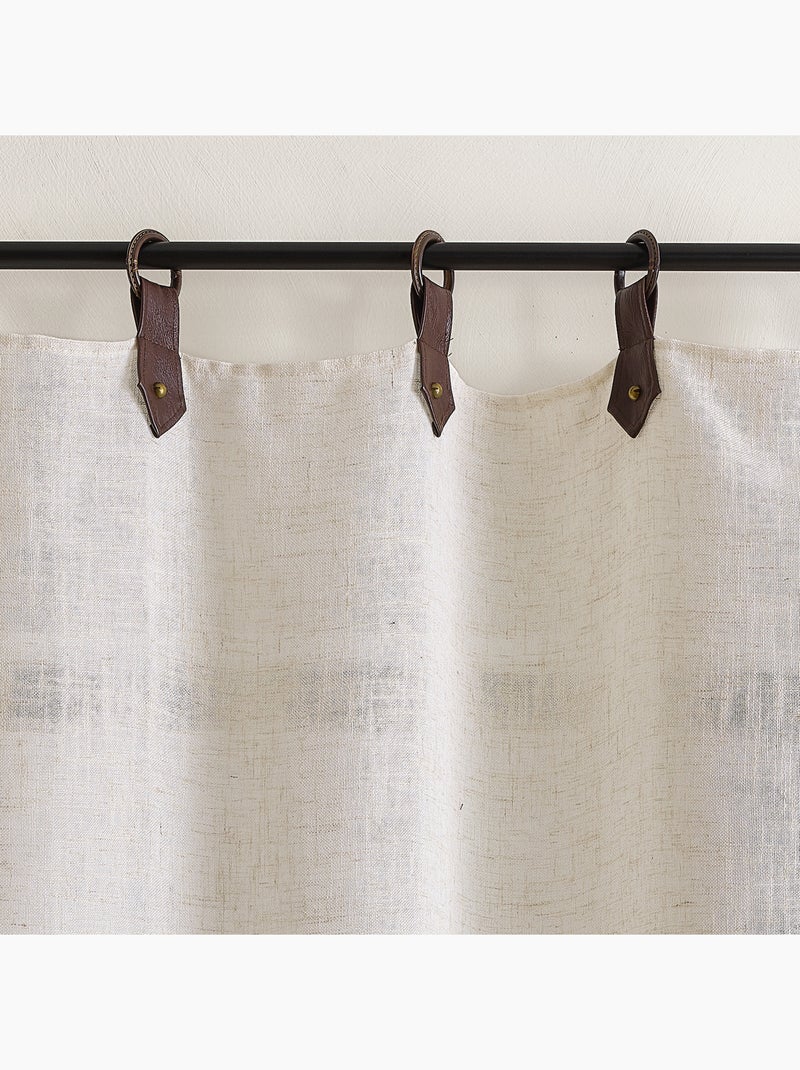 Rideau en tissu polylin à pattes avec anneaux  - effet cuir Beige clair - Kiabi