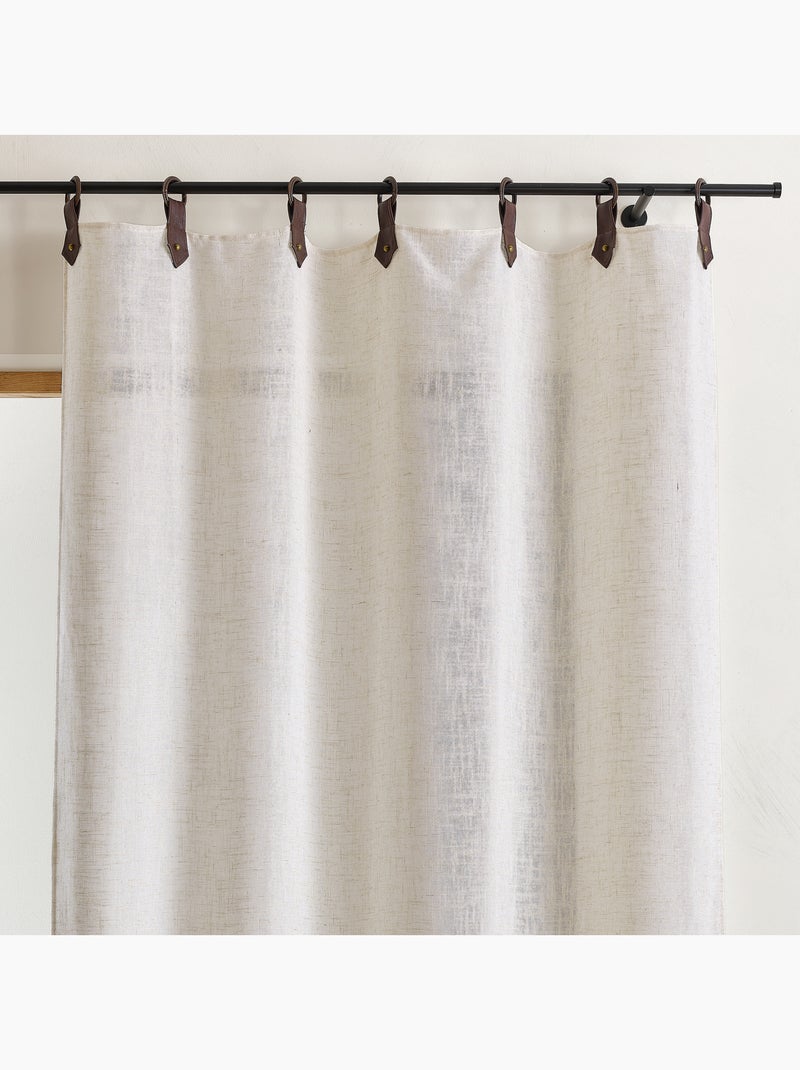 Rideau en tissu polylin à pattes avec anneaux  - effet cuir Beige clair - Kiabi