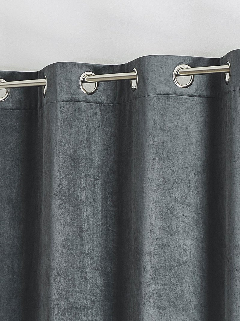 Rideau en velours feutré uni gris anthracite - Kiabi