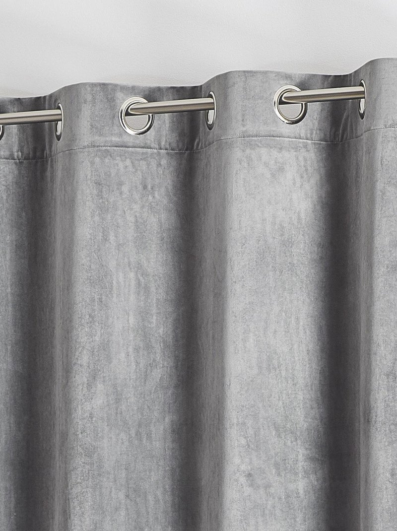 Rideau en velours feutré uni Gris perle - Kiabi