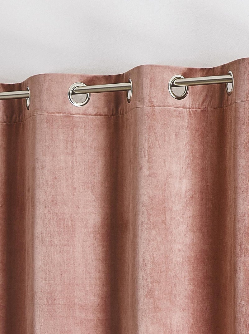 Rideau en velours feutré uni Rose clair - Kiabi
