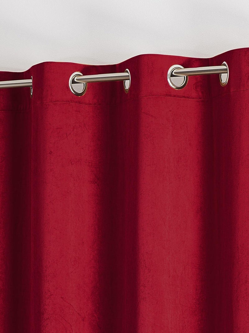 Rideau en velours feutré uni Rouge - Kiabi