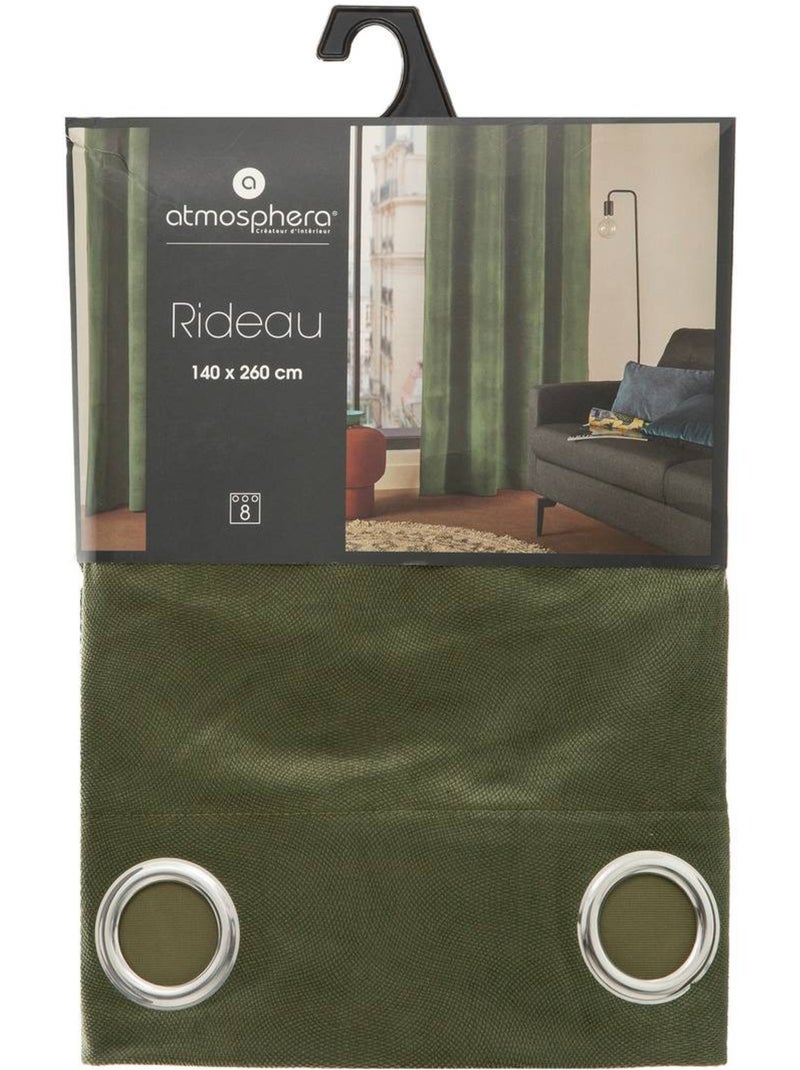 Rideau épais à oeillets LILOU Kaki - Kiabi