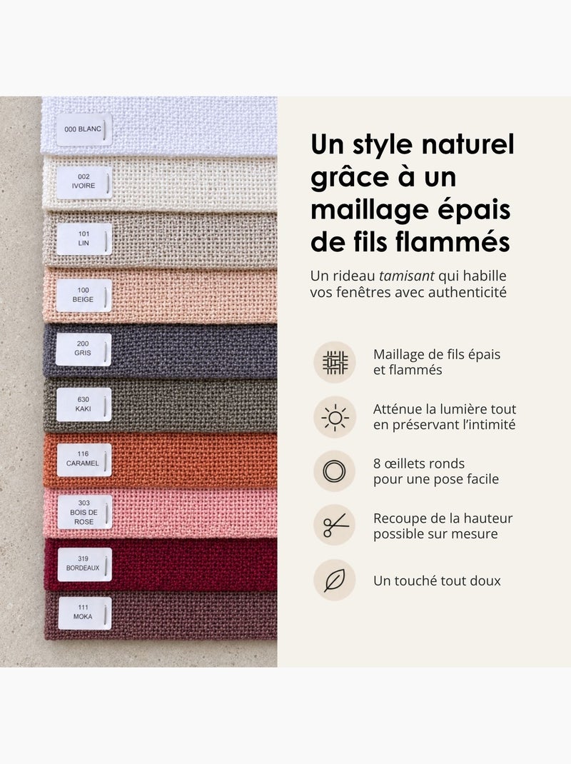 Rideau fils épais et flammés style naturel Marron - Kiabi