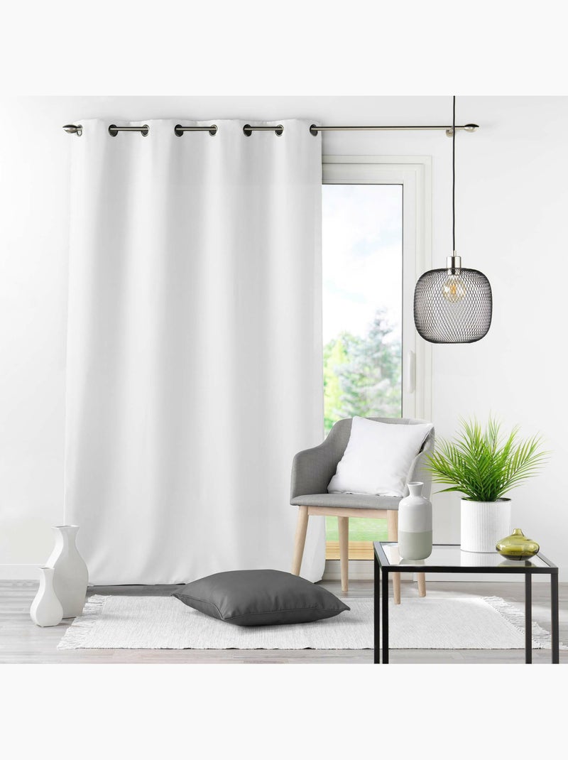 Rideau grande hauteur à œillets – polyester uni essentiel Blanc - Kiabi