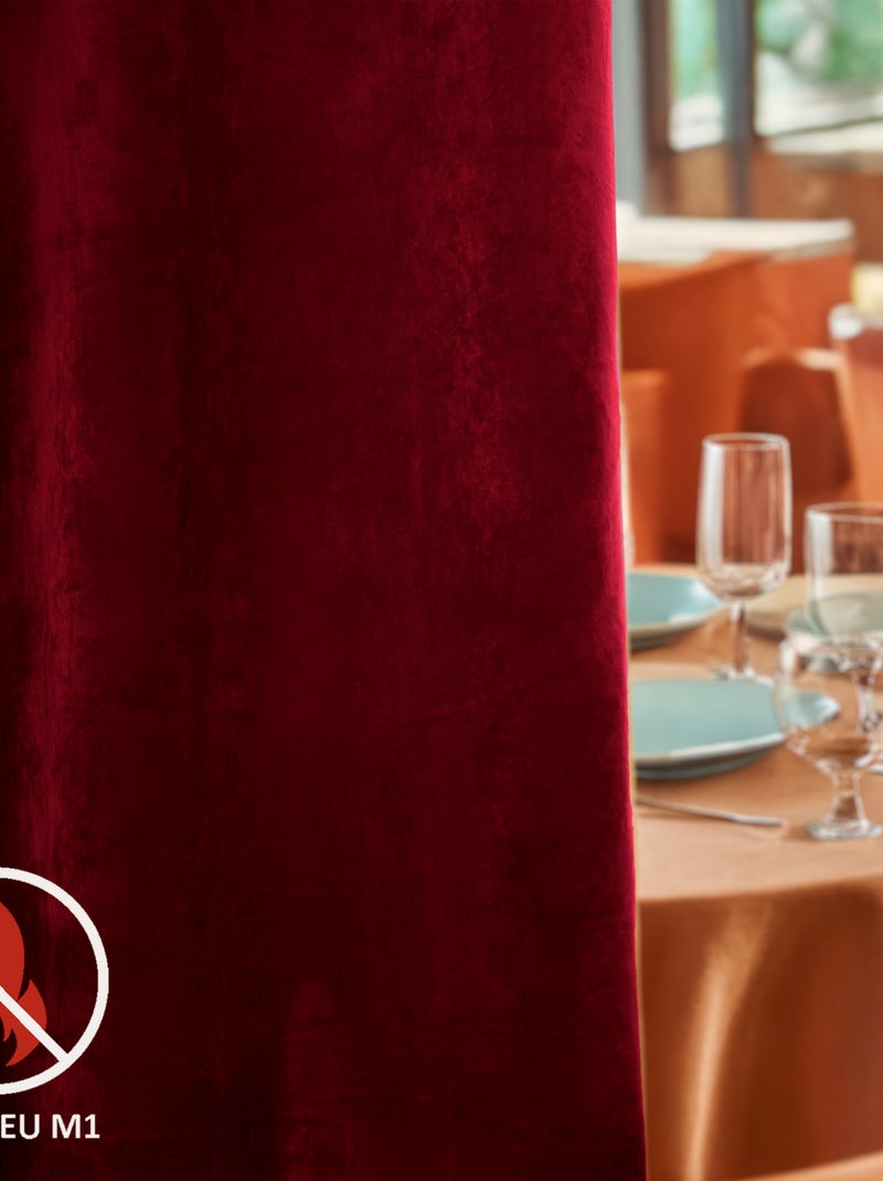Rideau Ignifugé  M1 en velours premium Bordeaux - Kiabi
