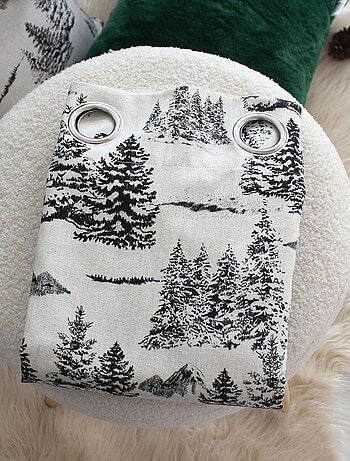 Rideau imprimé montagne en coton recyclé