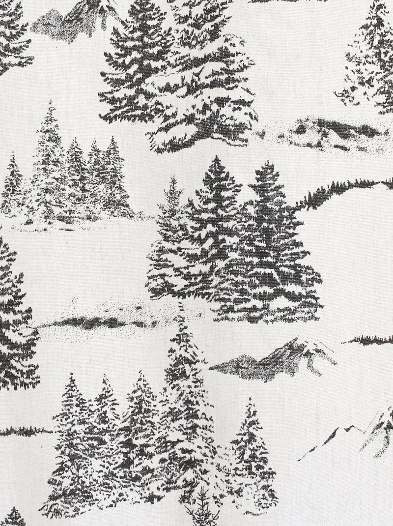 Rideau imprimé montagne en coton recyclé gris anthracite - Kiabi