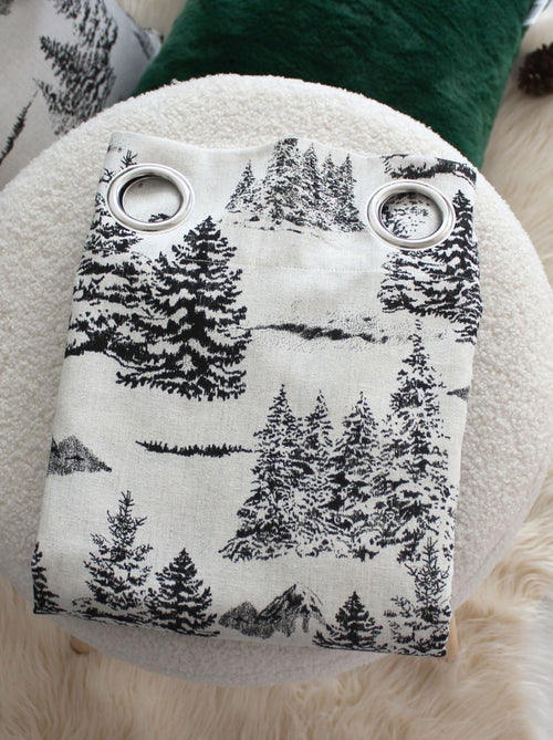 Rideau imprimé montagne en coton recyclé - Kiabi