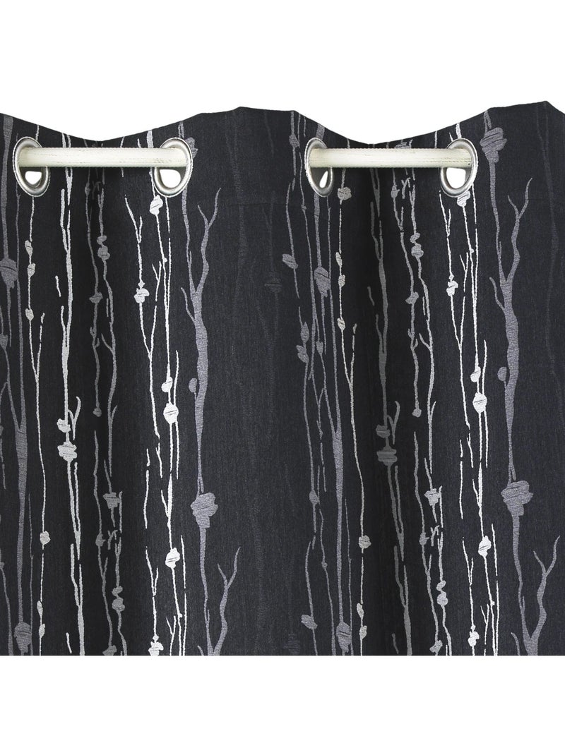 Rideau isolant en jacquard imprimé racine Noir - Kiabi
