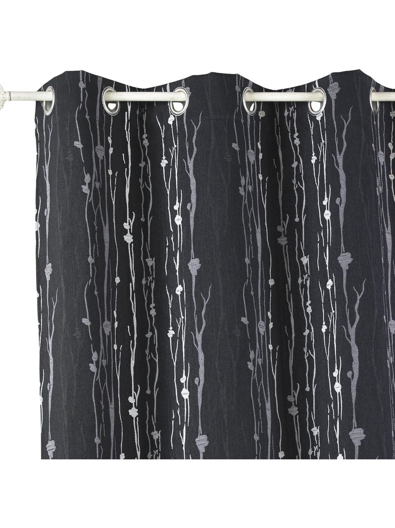 Rideau isolant en jacquard imprimé racine Noir - Kiabi
