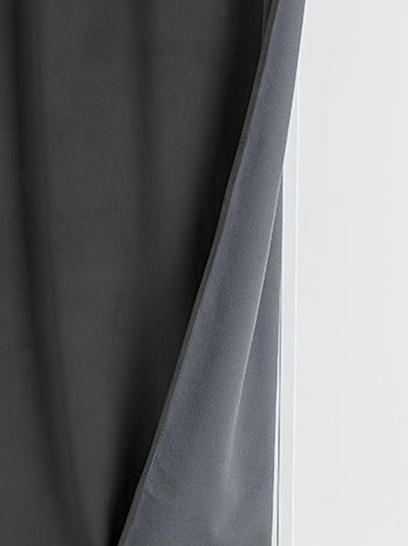 Rideau isolant et occultant en velours doublé polaire gris anthracite - Kiabi