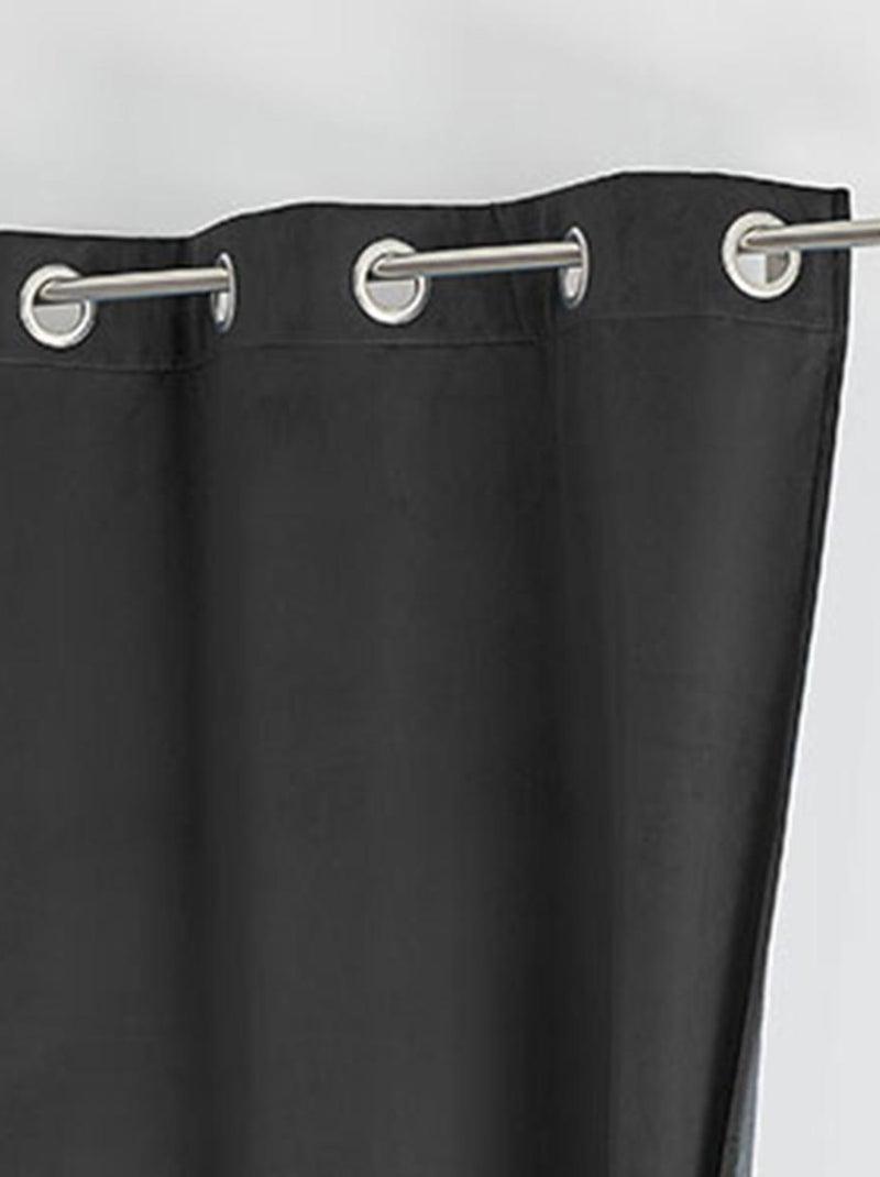 Rideau isolant et occultant en velours doublé polaire gris anthracite - Kiabi