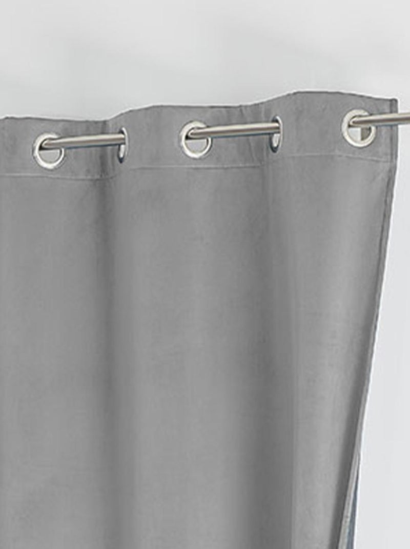 Rideau isolant et occultant en velours doublé polaire Gris perle - Kiabi