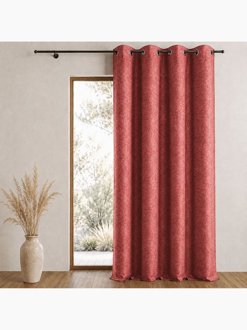 Rideau jacquard à imprimés et rayures verticales - Kiabi