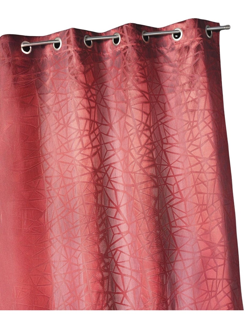 Rideau jacquard à imprimés et rayures verticales Rouge brique - Kiabi