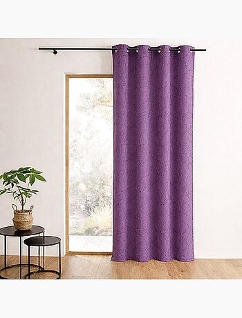 Rideau jacquard à motif géométrique et œillets