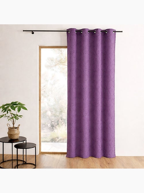 Rideau jacquard à motif géométrique et œillets - Kiabi