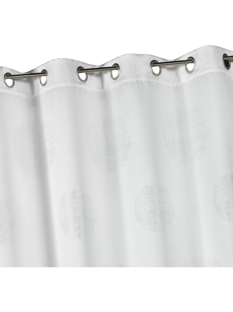 Rideau jacquard à motifs ronds chinés Blanc - Kiabi