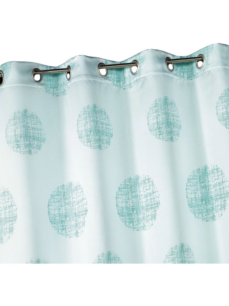 Rideau jacquard à motifs ronds chinés Bleu turquoise - Kiabi