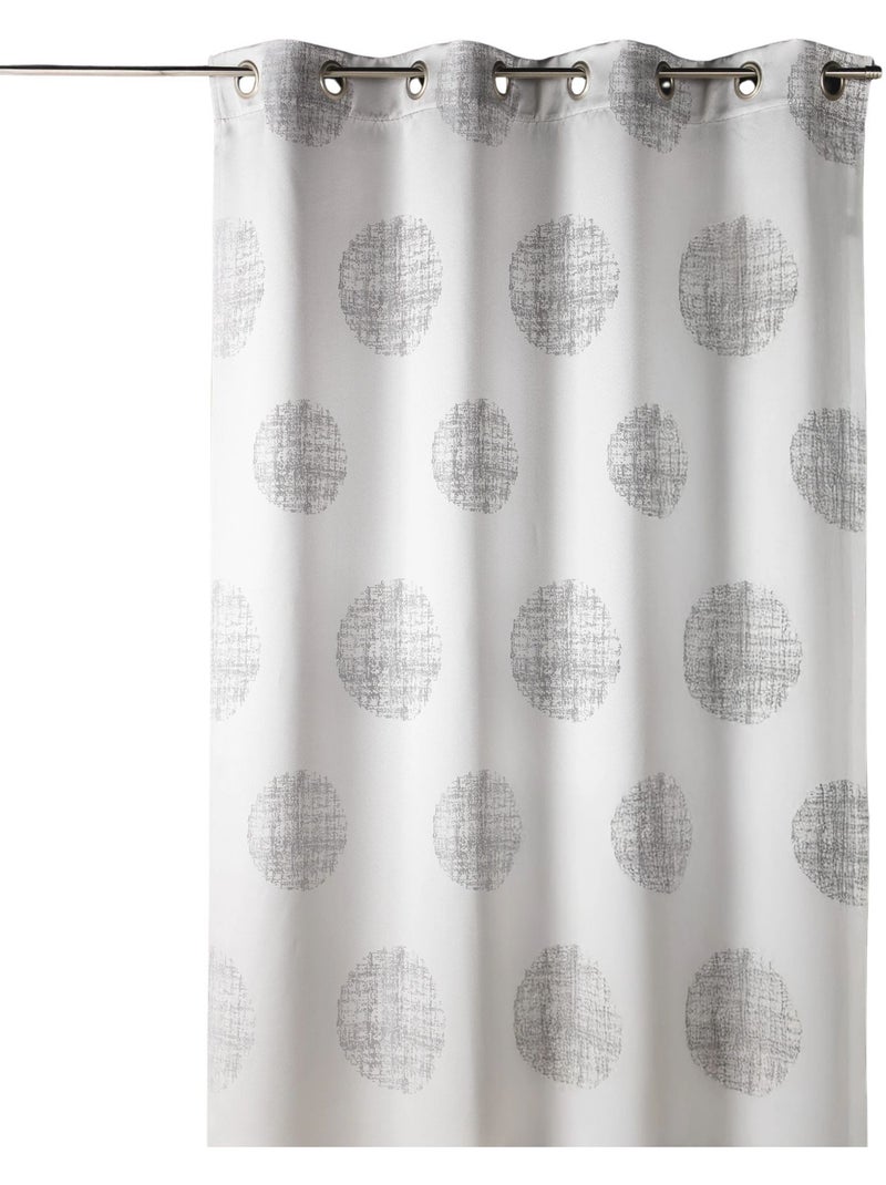 Rideau jacquard à motifs ronds chinés Gris clair - Kiabi