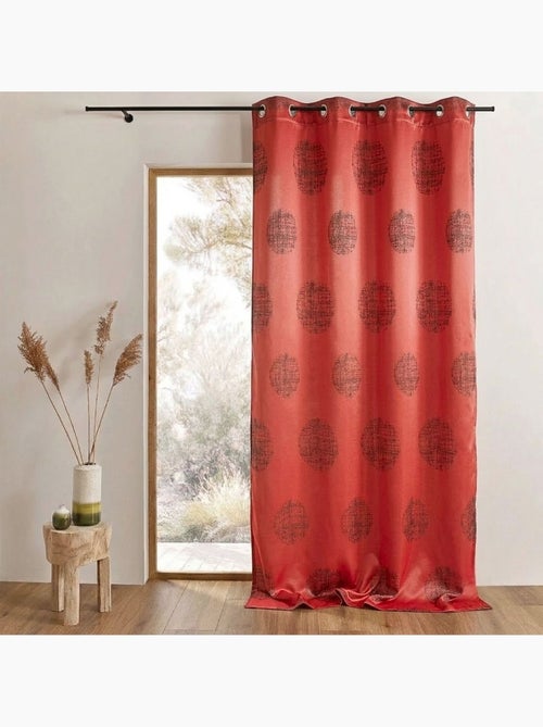 Rideau jacquard à motifs ronds chinés - Kiabi