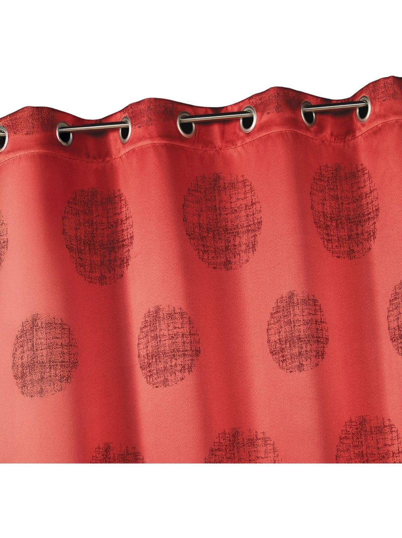 Rideau jacquard à motifs ronds chinés Rouge brique - Kiabi
