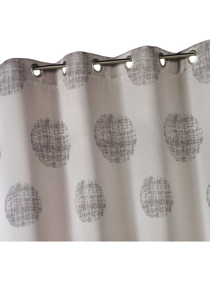 Rideau jacquard à motifs ronds chinés Taupe - Kiabi