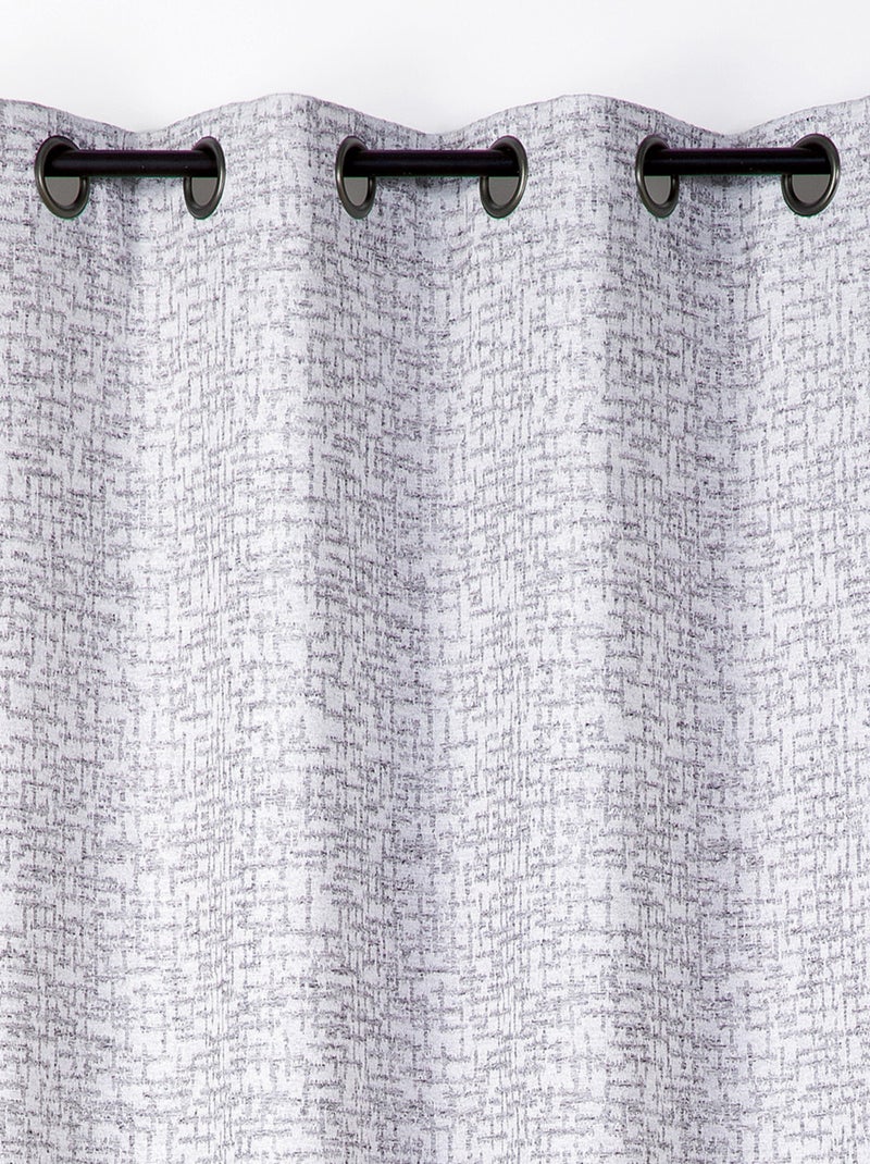 Rideau jacquard à oeillets  - Effet tweed Bleu - Kiabi