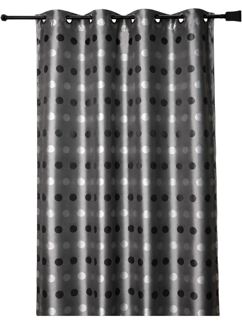 Rideau jacquard à pois ton sur ton Gris clair - Kiabi