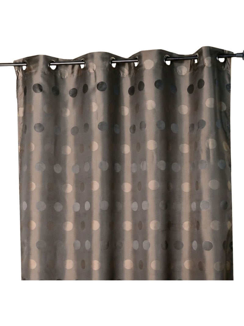 Rideau jacquard à pois ton sur ton Taupe - Kiabi