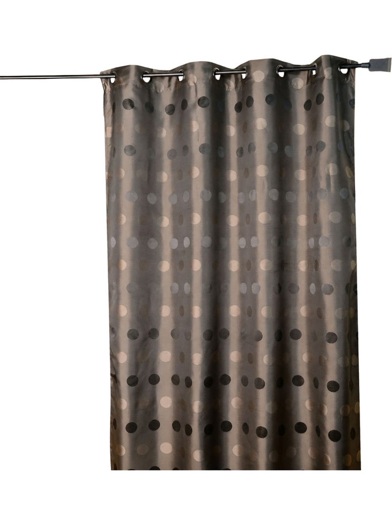 Rideau jacquard à pois ton sur ton Taupe - Kiabi