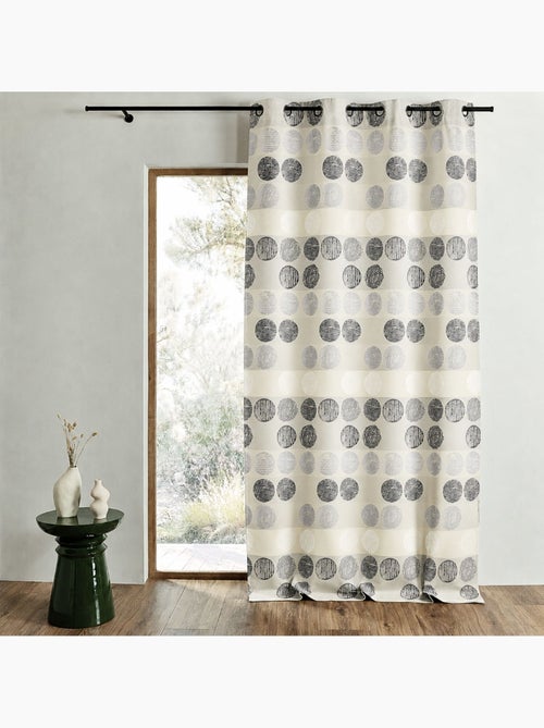 Rideau jacquard à rayures horizontales et pois - Kiabi