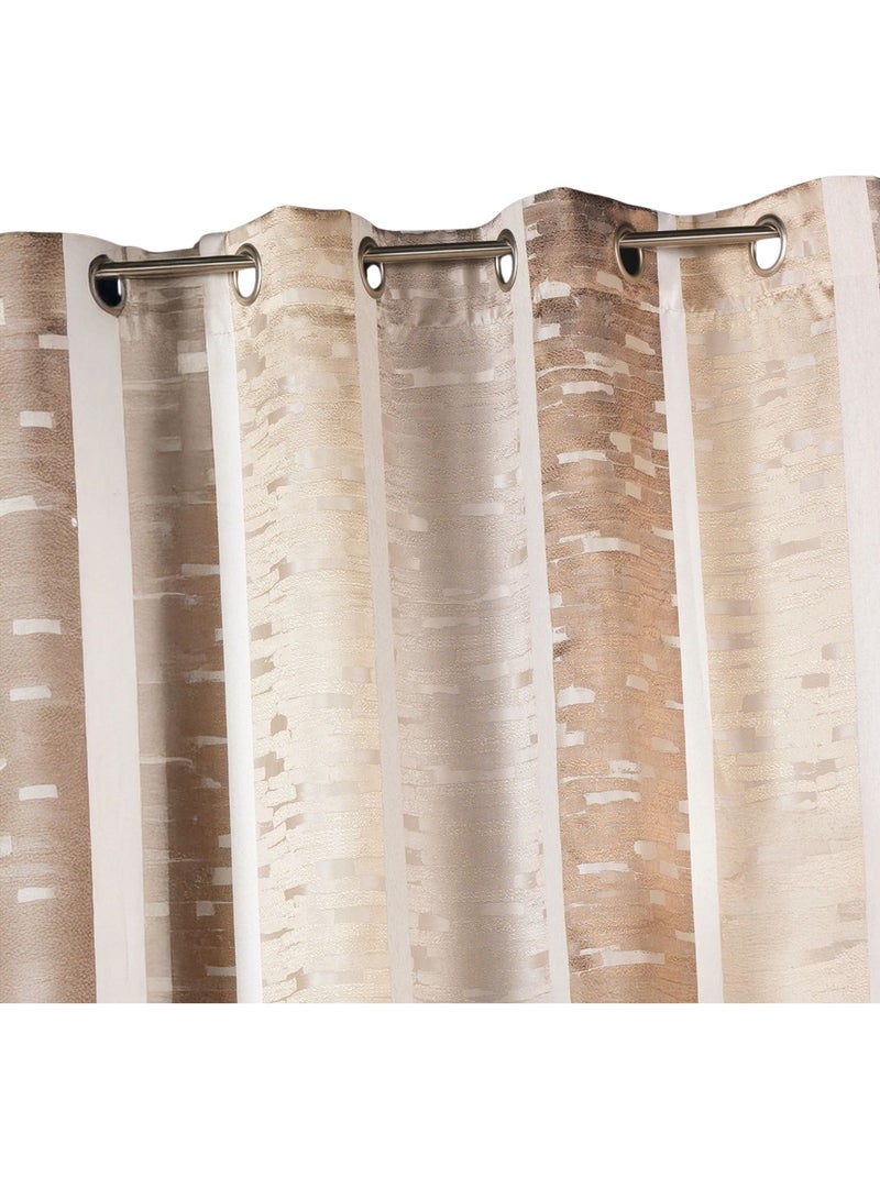 Rideau jacquard à rayures verticales colorées Beige - Kiabi